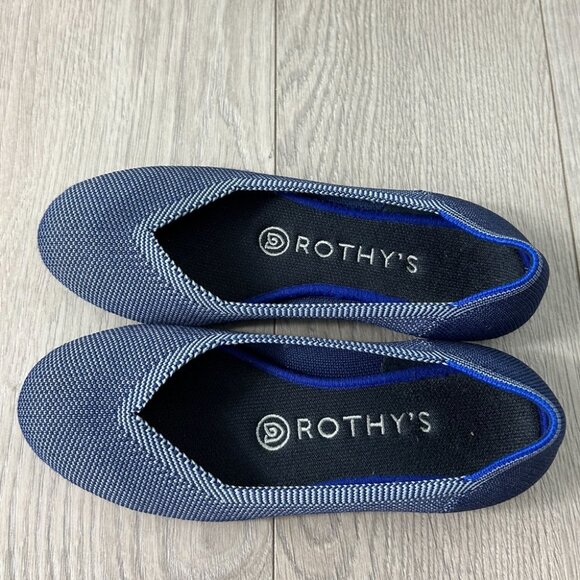 Rothy’s Bird’s Eye Round Toe Flats Navy - Picture 2 of 6